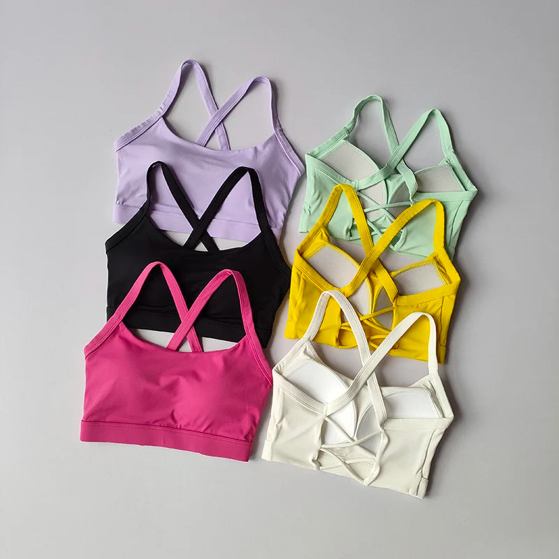 Sports Underwear for Women Thin Shoulder Straps Beautiful Back Shockproof Running Yoga Suit Vest Pilates Training Fitness Bras