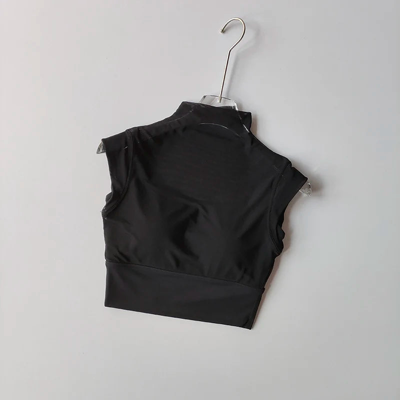 Mesh Integrated Cup Flying Sleeve Short Sleeve Anti-wrinkle Sports Yoga Fitness Comfort Chest Pad Wear-free Bra Suspender Top