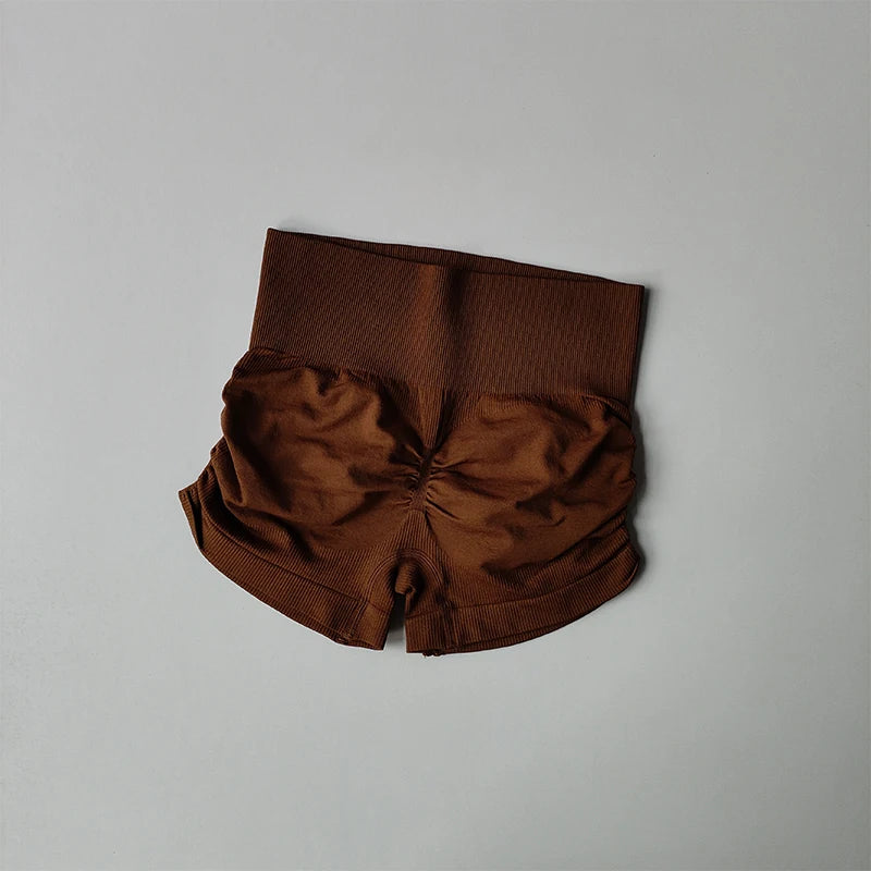 Slim Buttocks with Pleated Sexy Shorts High Waist Peach Buttocks Quick-drying Tight Running Fitness  Sports Bras Thread Shorts