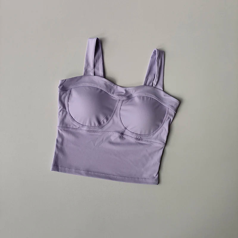 Shoulder Straps Beautiful Back Sports Bra Women's Running Fitness Quick Drying, Gathering Sexy Bra Yoga Crop Top Seamless Suit