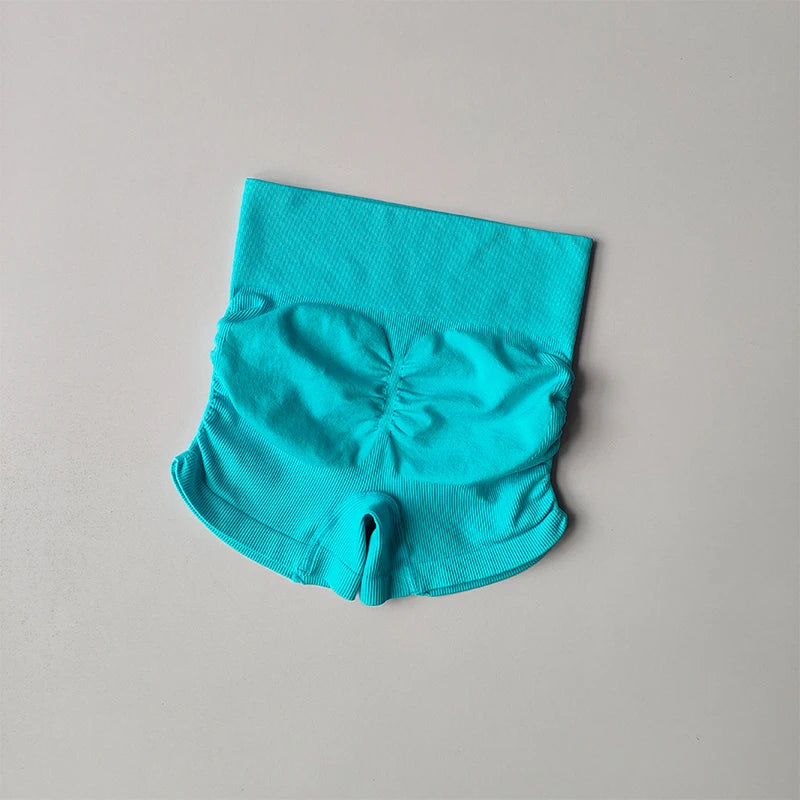 Slim Buttocks with Pleated Sexy Shorts High Waist Peach Buttocks Quick-drying Tight Running Fitness  Sports Bras Thread Shorts