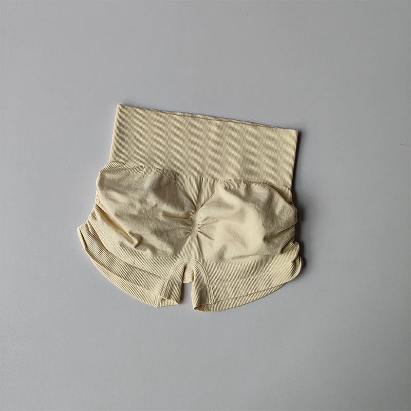 Slim Buttocks with Pleated Sexy Shorts High Waist Peach Buttocks Quick-drying Tight Running Fitness  Sports Bras Thread Shorts