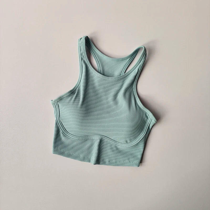 High-intensity Fitness Sports Bra for Women with Side Breasts Shock-proof Hollow Back Threaded Tight Vest Style Bra Wear Outside