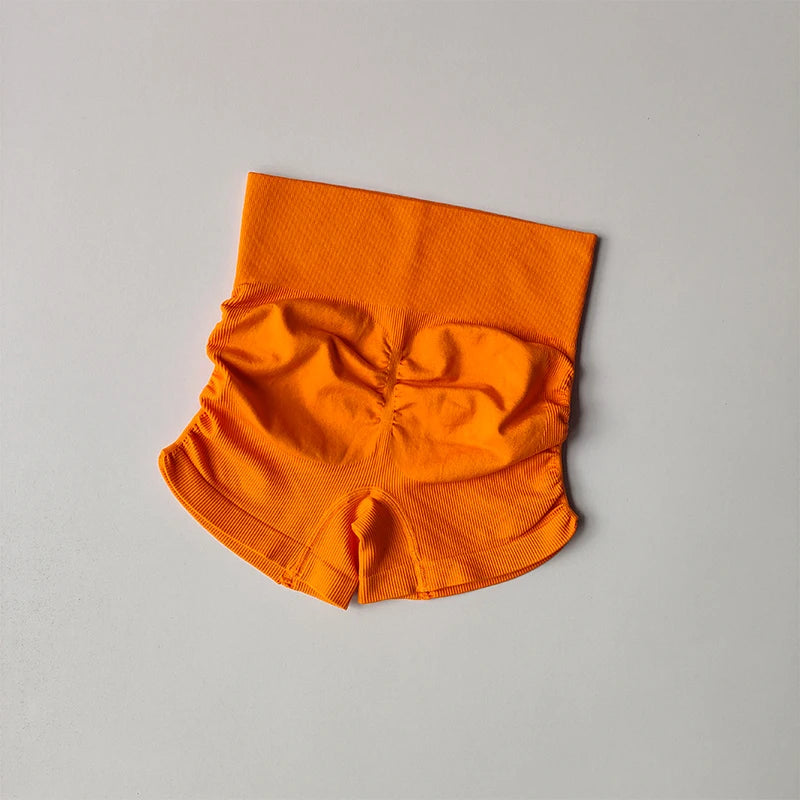 Slim Buttocks with Pleated Sexy Shorts High Waist Peach Buttocks Quick-drying Tight Running Fitness  Sports Bras Thread Shorts