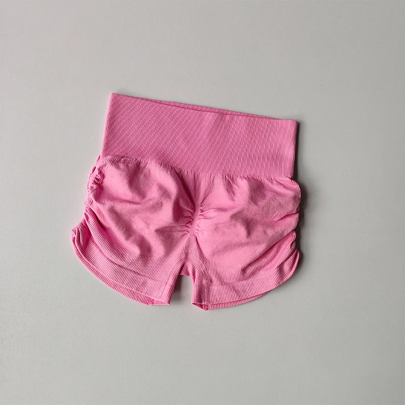 Slim Buttocks with Pleated Sexy Shorts High Waist Peach Buttocks Quick-drying Tight Running Fitness  Sports Bras Thread Shorts