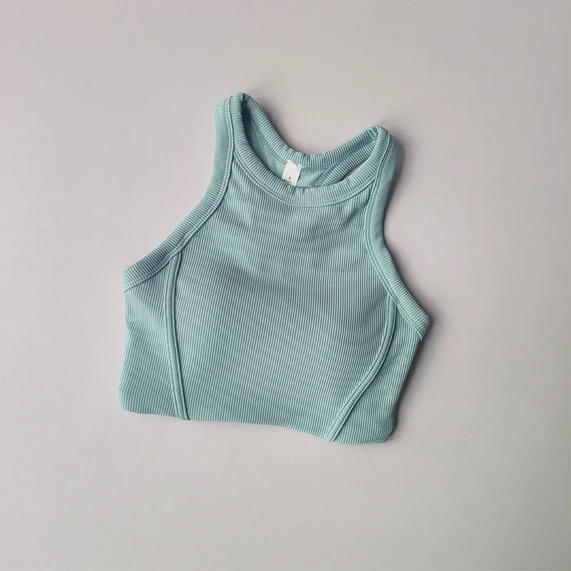 Fixed One Piece Racerback Yoga Tank Top Women's Fitness Quick Dry Fitness Bra Running Sleeveless Yoga Suit for External Wear