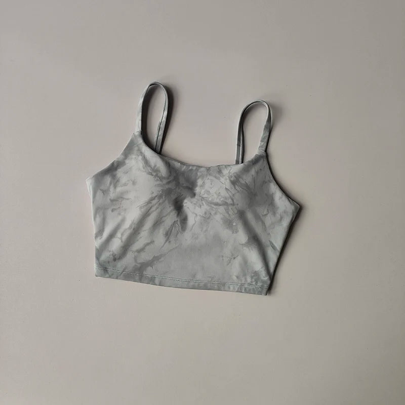 Tie-dye Sports Underwear Women Gather to Run Shock-proof Yoga Fitness Bra Outside Wearing Beautiful Back Straps Pilates Vest