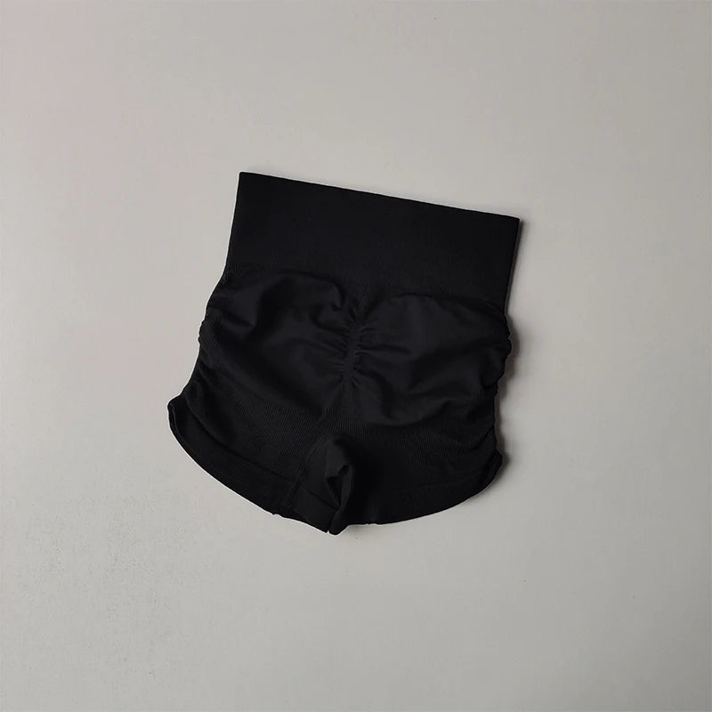 Seamless High Waist Belly-tight Peach Sports Fitness Shorts for Women Tight Stretch Breathable Gym Training Three-point Shorts