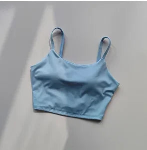 Small Sling Vest Integrated Fixed Gathering Sports Underwear Women's Bra Beauty Back Training Fitness Bra Summer Clothing Suit