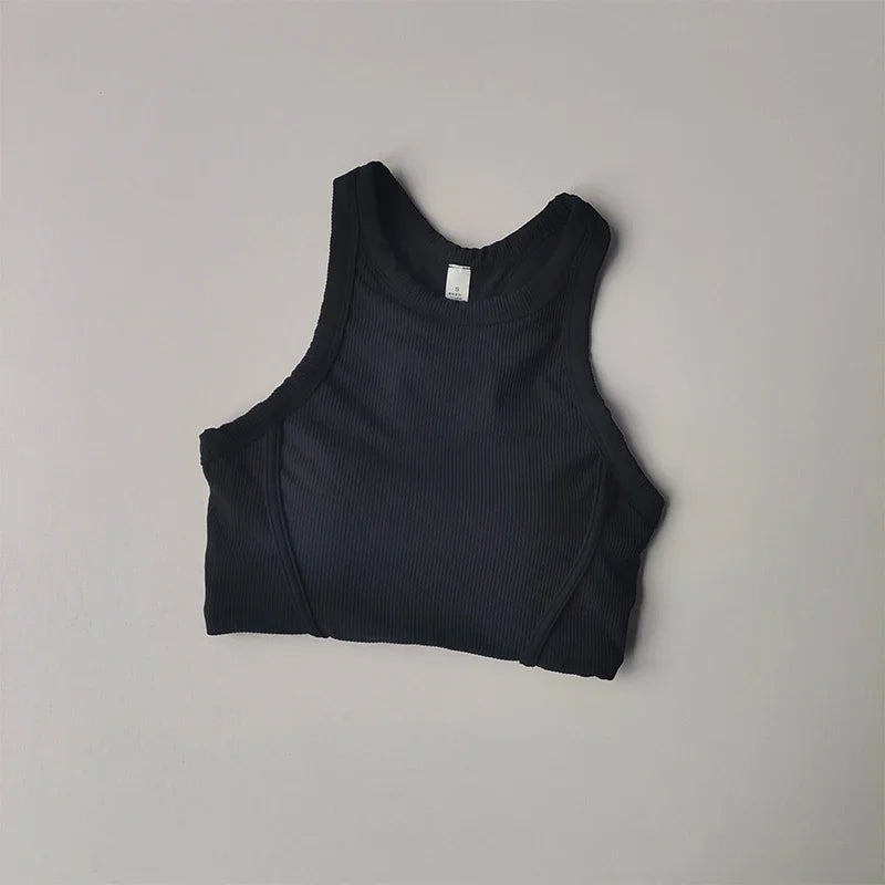 Fixed One Piece Racerback Yoga Tank Top Women's Fitness Quick Dry Fitness Bra Running Sleeveless Yoga Suit for External Wear