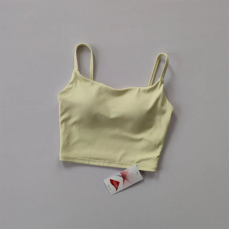 Small Sling Vest Integrated Fixed Gathering Sports Underwear Women's Bra Beauty Back Training Fitness Bra Summer Clothing Suit