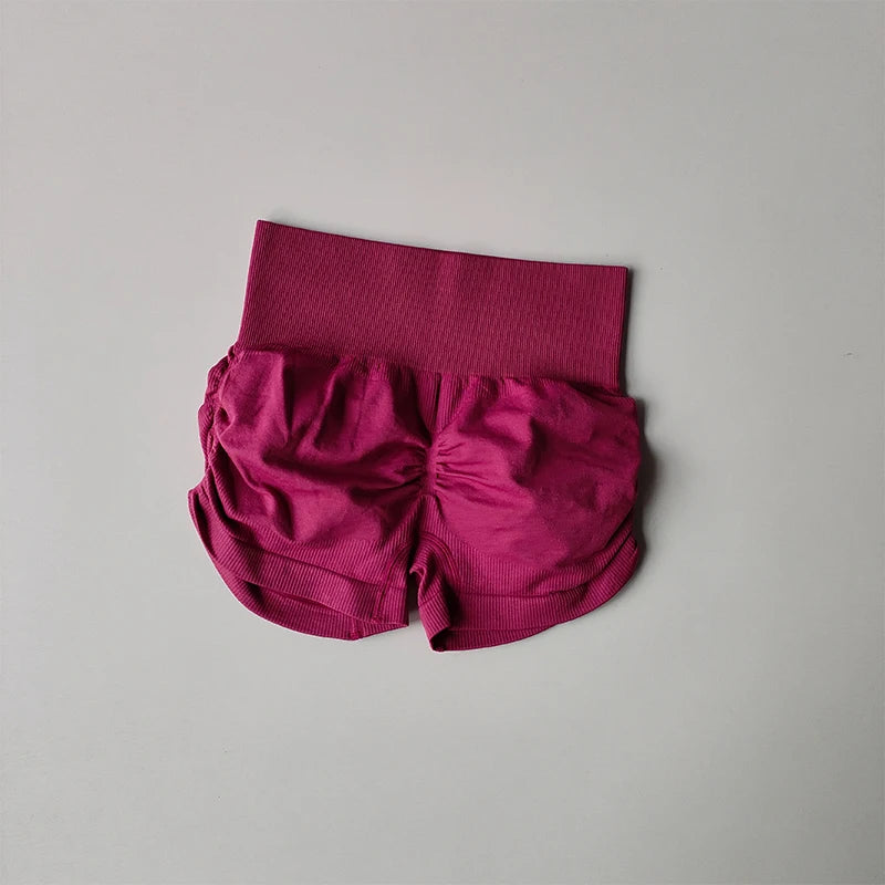 Slim Buttocks with Pleated Sexy Shorts High Waist Peach Buttocks Quick-drying Tight Running Fitness  Sports Bras Thread Shorts