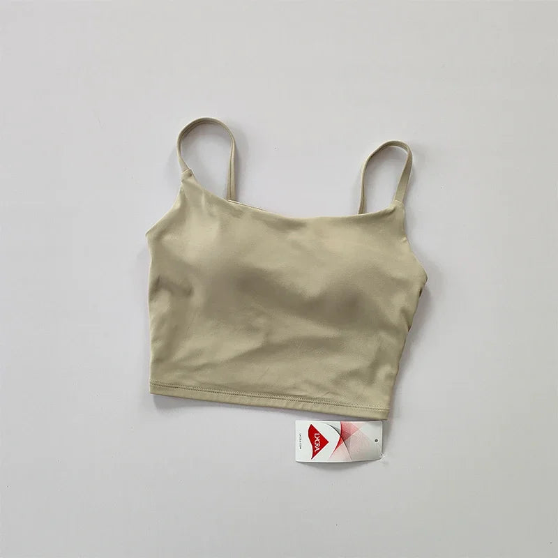Small Sling Vest Integrated Fixed Gathering Sports Underwear Women's Bra Beauty Back Training Fitness Bra Summer Clothing Suit