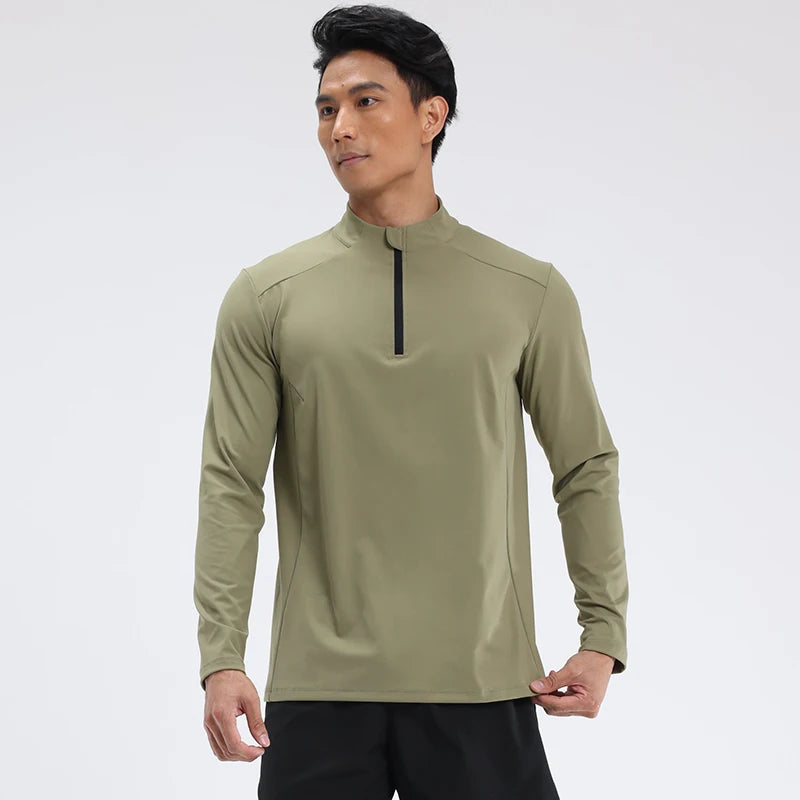 Men Running Long Sleeve T-shirt Sports Clothing Fitness Training Shirt Outdoor Jogging Tracksuit Blue Gym Sportswear