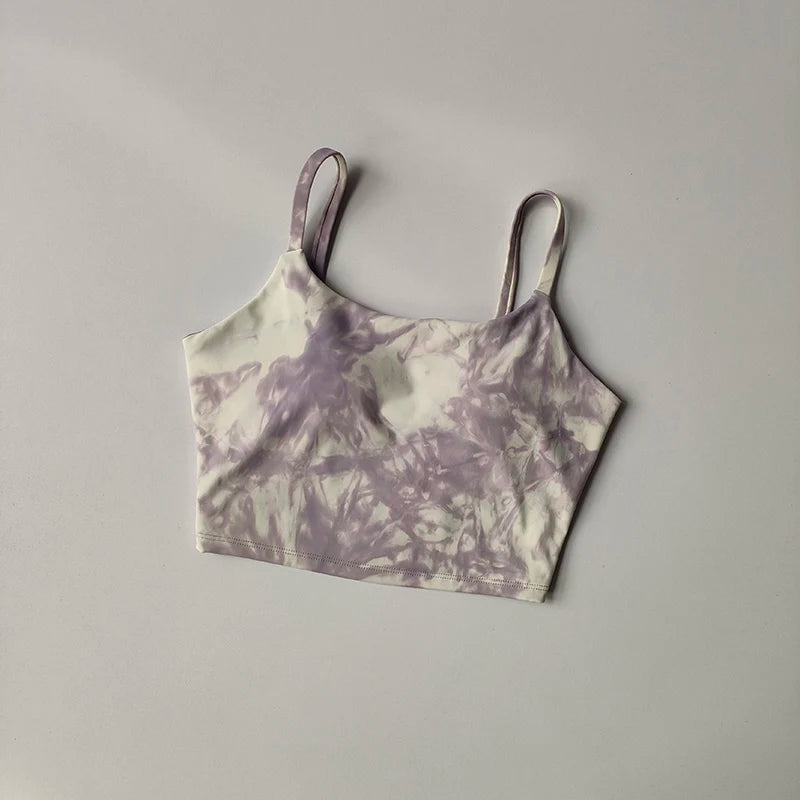 Tie-dye Sports Underwear Women Gather to Run Shock-proof Yoga Fitness Bra Outside Wearing Beautiful Back Straps Pilates Vest