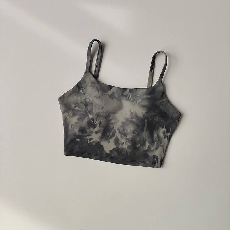 Tie-dye Sports Underwear Women Gather to Run Shock-proof Yoga Fitness Bra Outside Wearing Beautiful Back Straps Pilates Vest