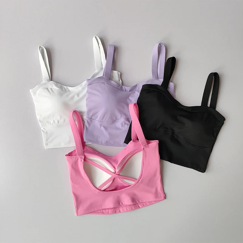 Beautiful Back Suspender Sports Bra for Women Shockproof Sagging Thin Shoulder Straps Quick Drying Yoga and Fitness Vest Tops