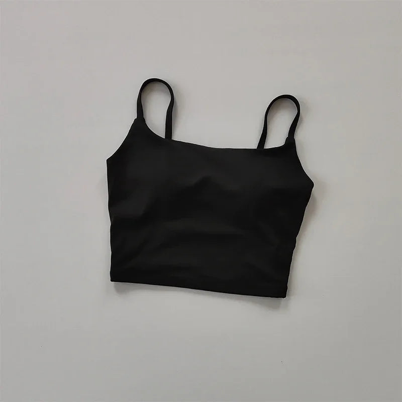 Small Sling Vest Integrated Fixed Gathering Sports Underwear Women's Bra Beauty Back Training Fitness Bra Summer Clothing Suit