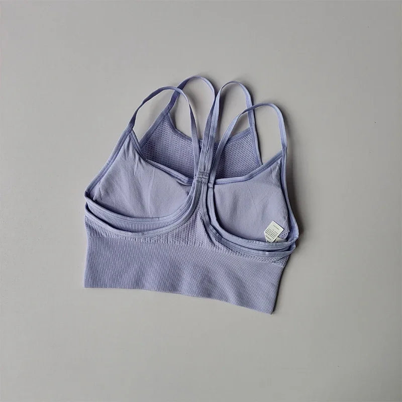 High Strength Thin Belt Fake Two-piece Yoga Vest Integrated Sports Bra Women's Shockproof Quick Drying Running Fitness Bra