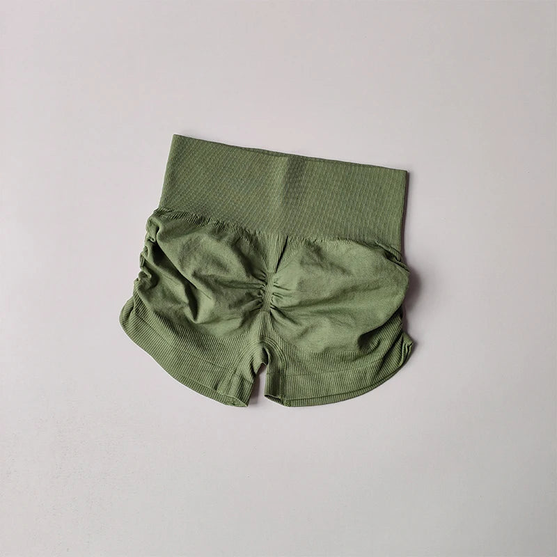 Slim Buttocks with Pleated Sexy Shorts High Waist Peach Buttocks Quick-drying Tight Running Fitness  Sports Bras Thread Shorts