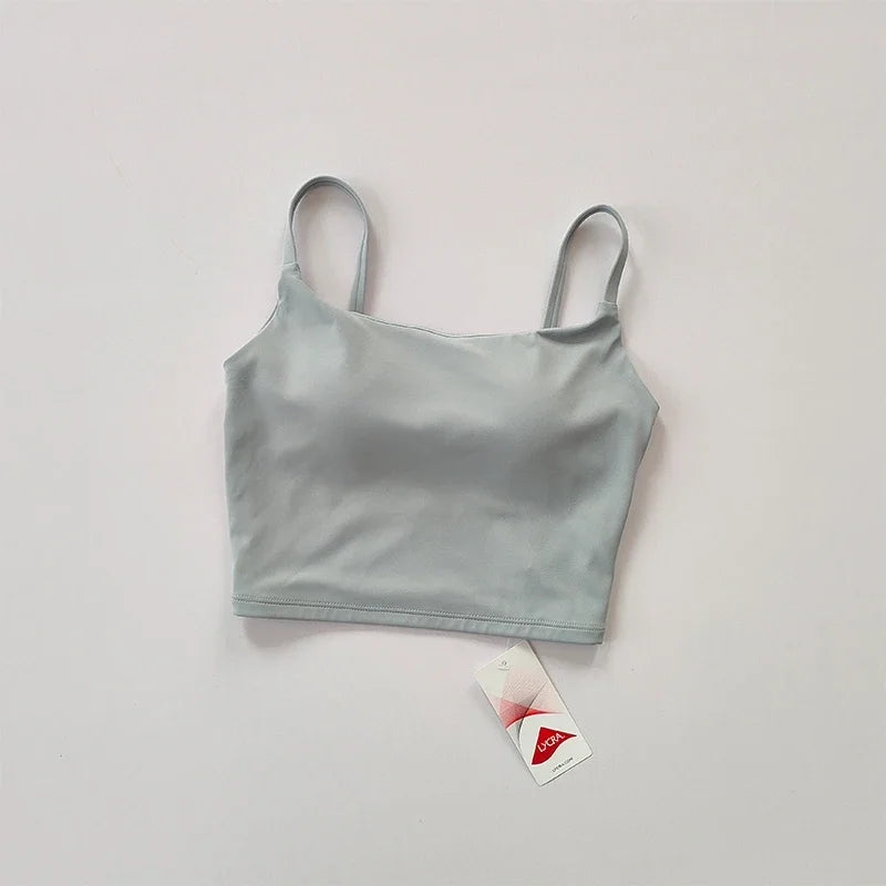 Small Sling Vest Integrated Fixed Gathering Sports Underwear Women's Bra Beauty Back Training Fitness Bra Summer Clothing Suit