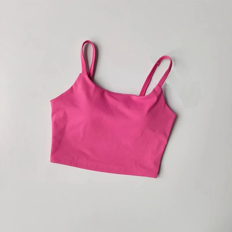 Small Sling Vest Integrated Fixed Gathering Sports Underwear Women's Bra Beauty Back Training Fitness Bra Summer Clothing Suit