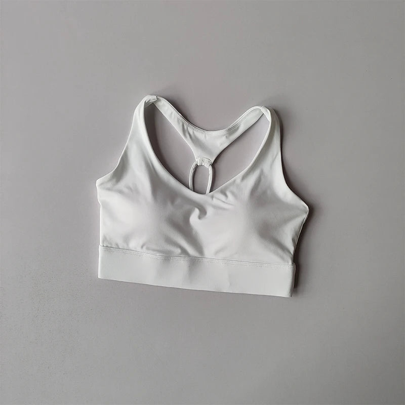 Sexy thin belt integrated yoga bra women's shockproof beautiful back gathering sports lingerie training running fitness vest