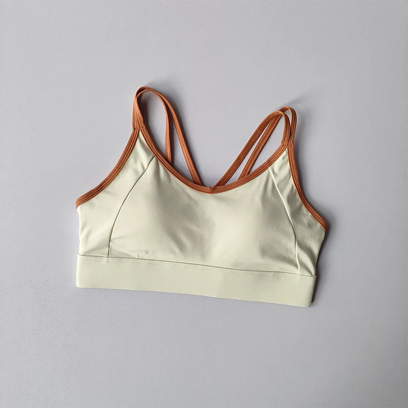 Contrasting Sports Underwear High-intensity Fitness Running Shock-proof Bra Integrated Style Anti-sagging Vest Fitness Bra