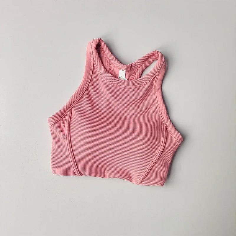 Fixed One Piece Racerback Yoga Tank Top Women's Fitness Quick Dry Fitness Bra Running Sleeveless Yoga Suit for External Wear