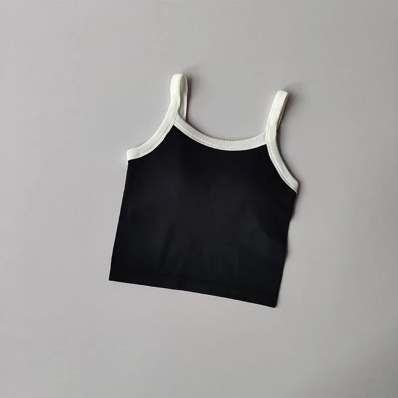 Color Blocking Suspender Fixed and Integrated Gathering Sports Bra Women Running Fitness Bra Training Speed Drying Yoga Suit Top