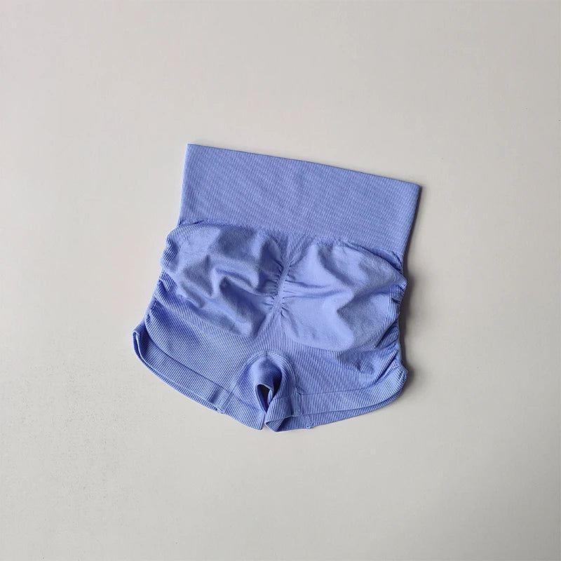 Slim Buttocks with Pleated Sexy Shorts High Waist Peach Buttocks Quick-drying Tight Running Fitness  Sports Bras Thread Shorts